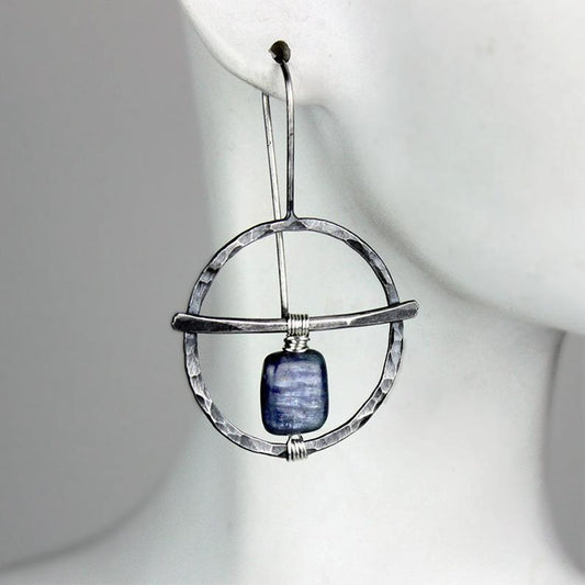 Pendientes vintage de lapislázuli natural hechos a mano.