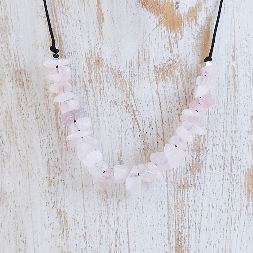 Collar Piedras de Cuarzo Rosa | Piedra Natural.