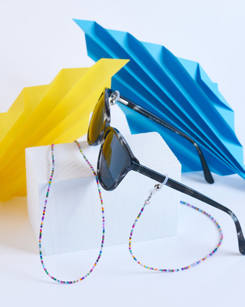 Collar y cordón para gafas, dos en uno, collar de cuentas miyuki delica multicolor.