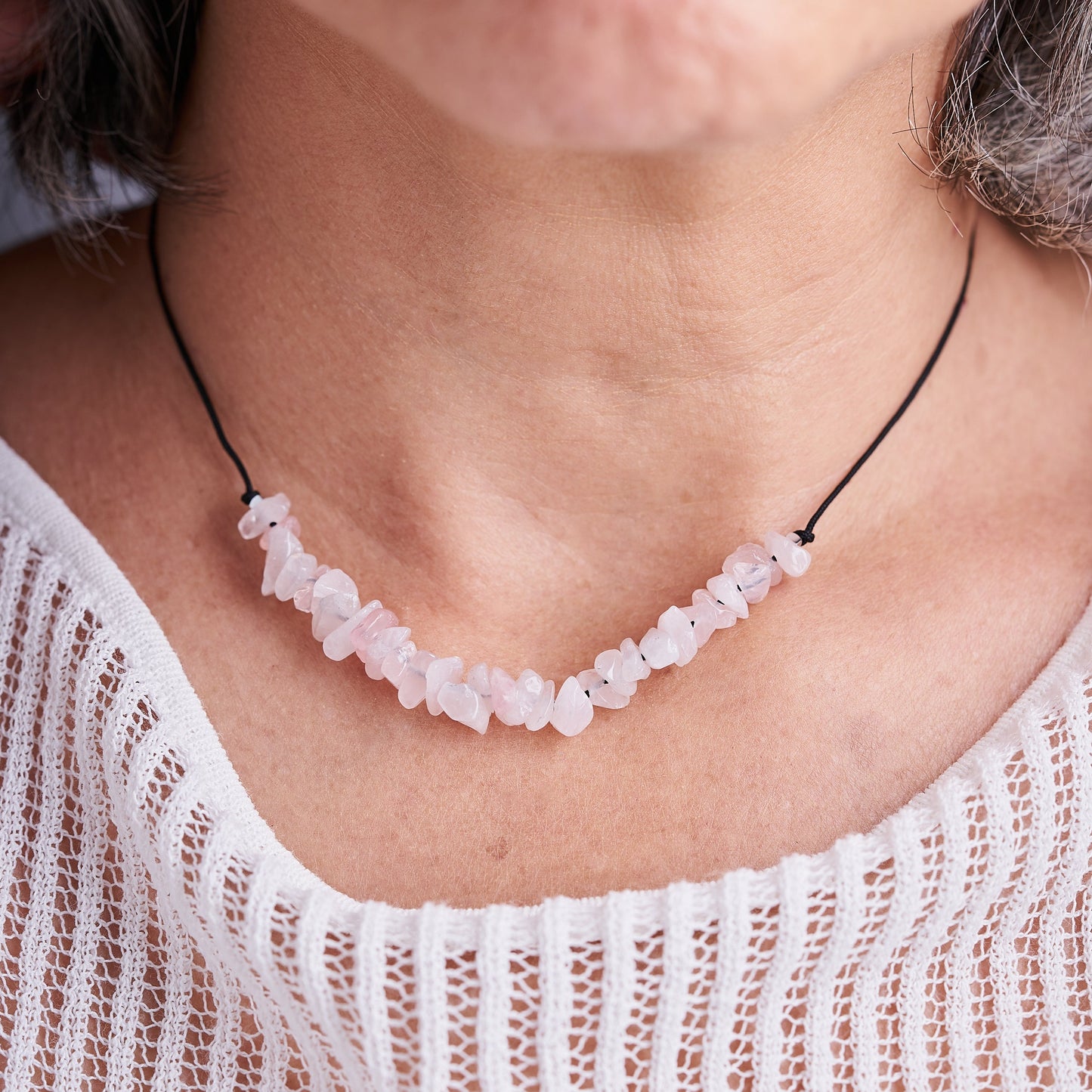 Collar con Cuarzo Rosa, piedra natural - NellayComplements #