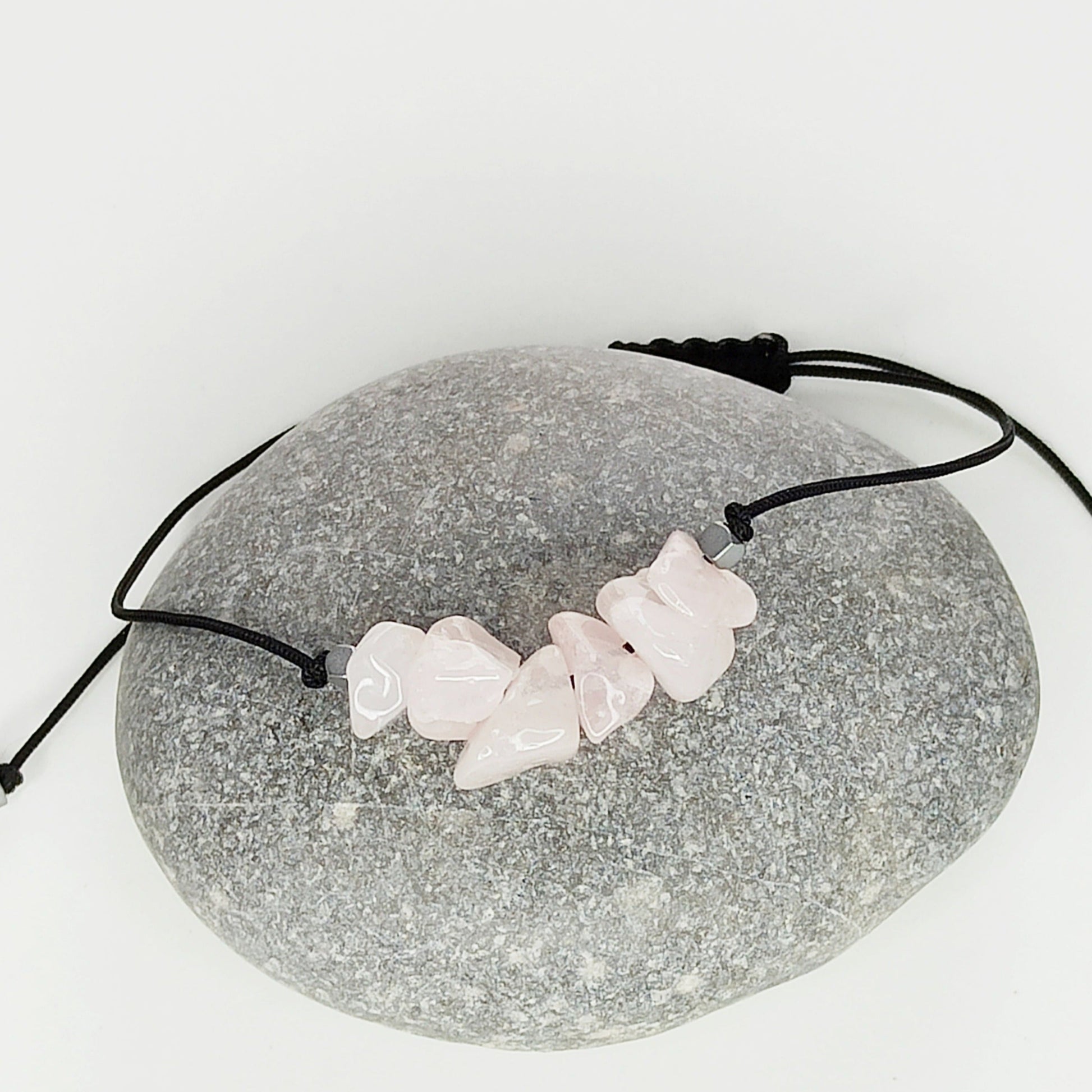 Pulsera con Cuarzo Rosa, piedra natural. - NellayComplements #