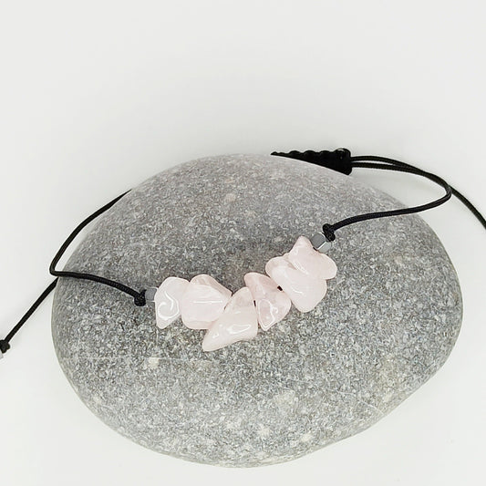 Pulsera con Cuarzo Rosa, piedra natural. - NellayComplements #