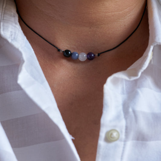 Collar de orgullo asexual, Ágatas naturales - NellayComplements #