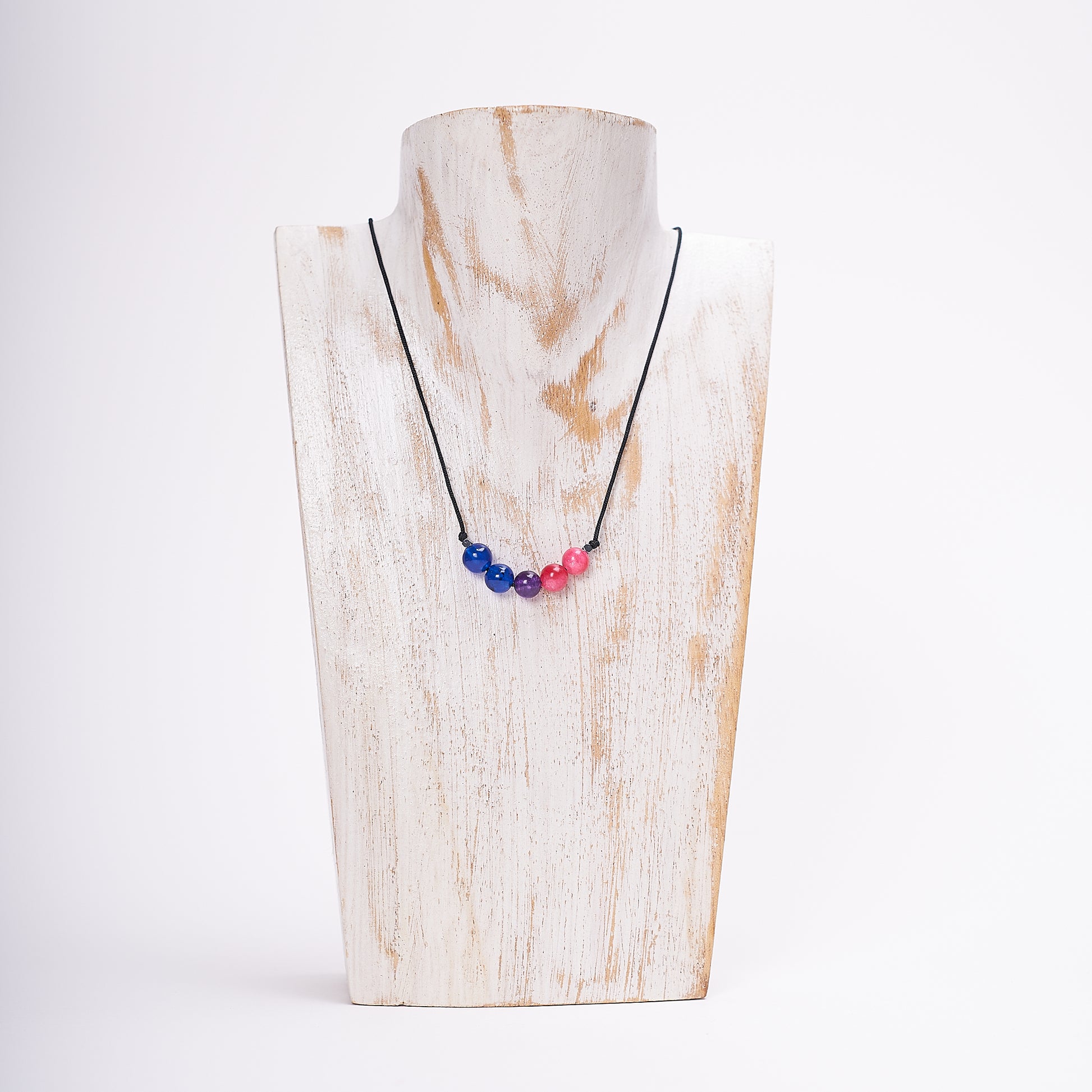 Collar de orgullo bisexual con agatas naturales. - NellayComplements #