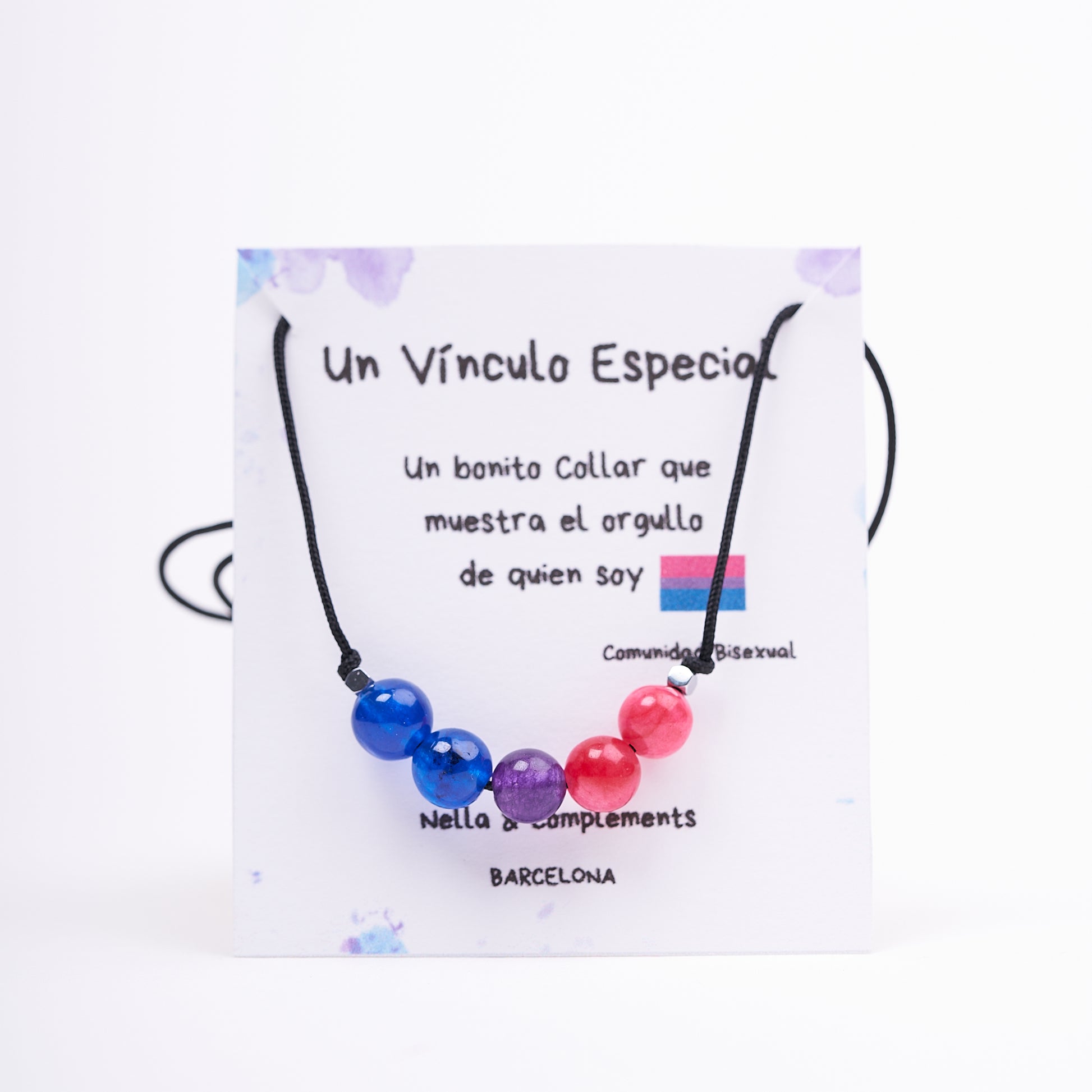 Collar de orgullo bisexual con agatas naturales. - NellayComplements #