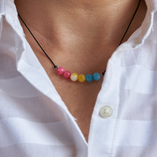 Collar de orgullo Pan sexual con agatas naturales. - NellayComplements #