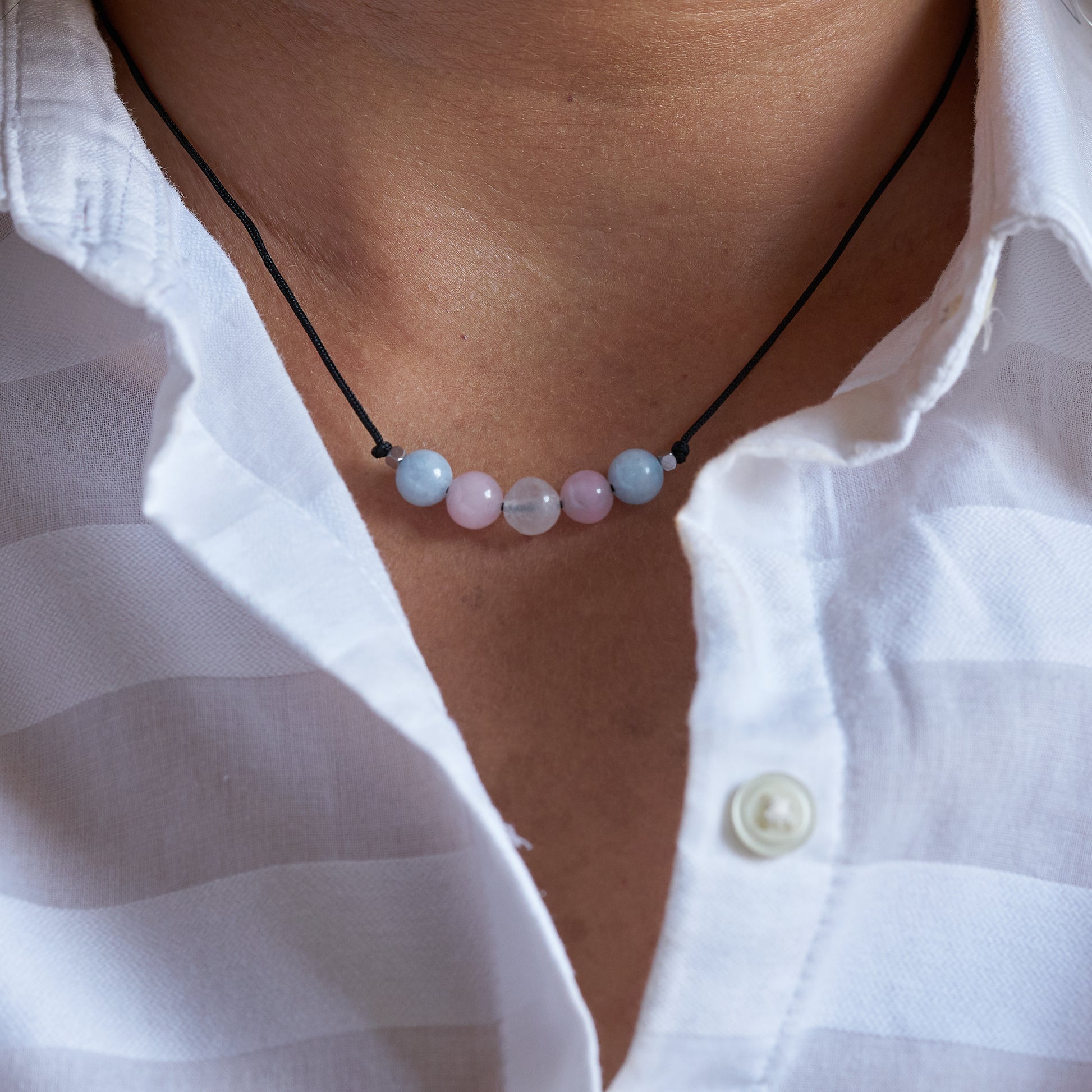 Collar de orgullo Transgenero, agatas naturales. - NellayComplements #
