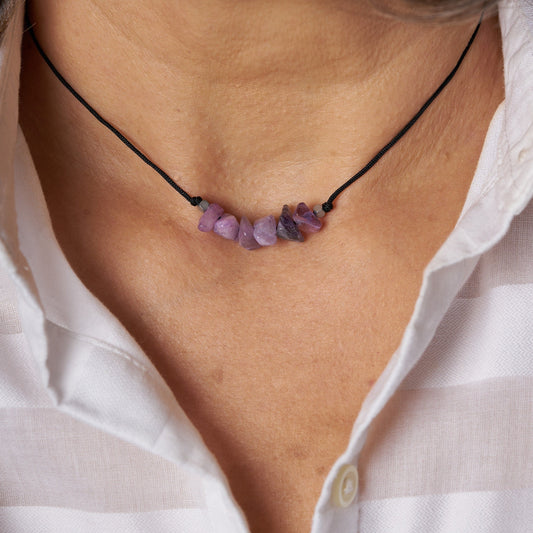 Collar con Piedras de nacimiento mes de Febrero - NellayComplements #