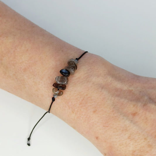 Pulsera con cuarzo ahumado, Piedra natural. - NellayComplements #