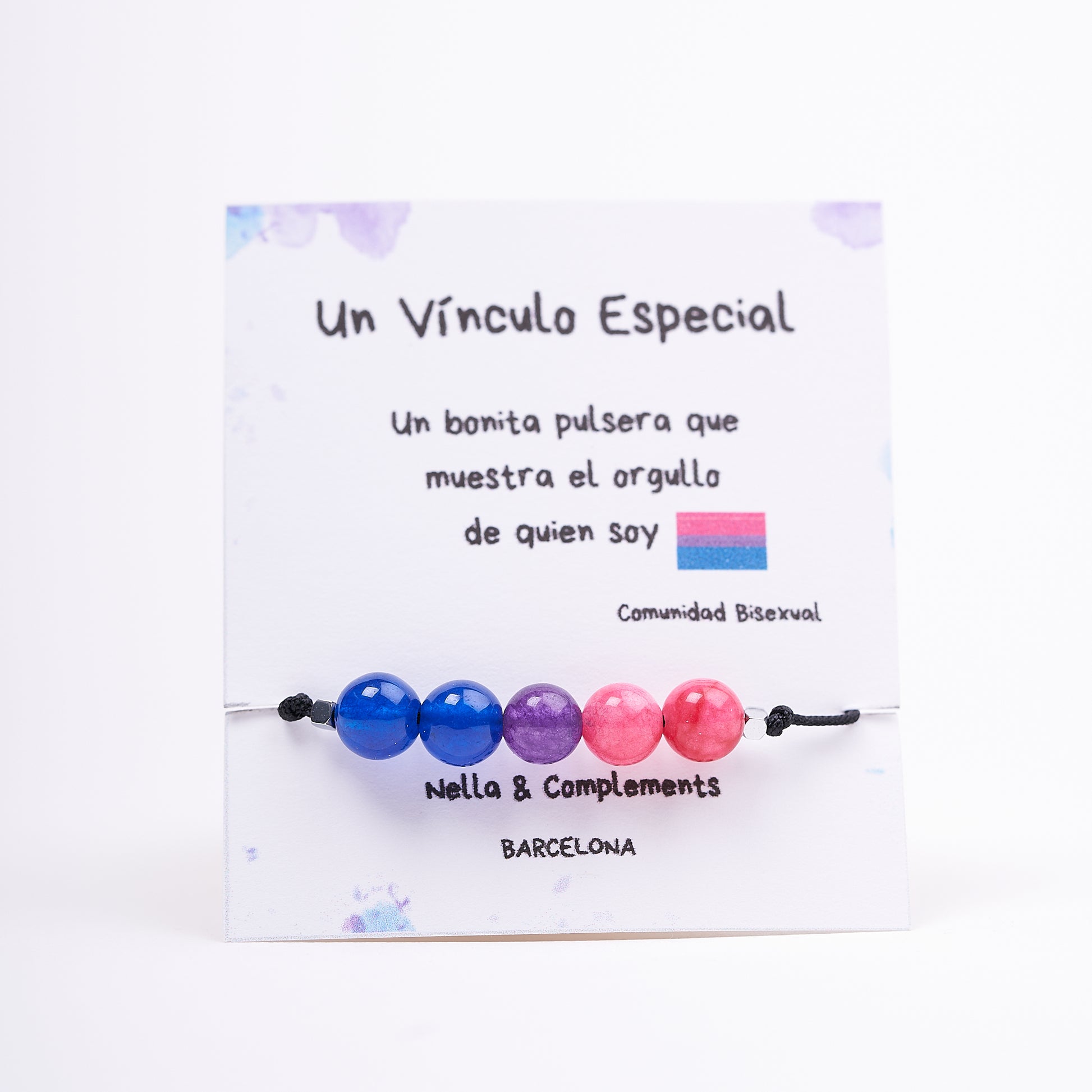 Pulsera de orgullo bisexual, ágata natural - NellayComplements #