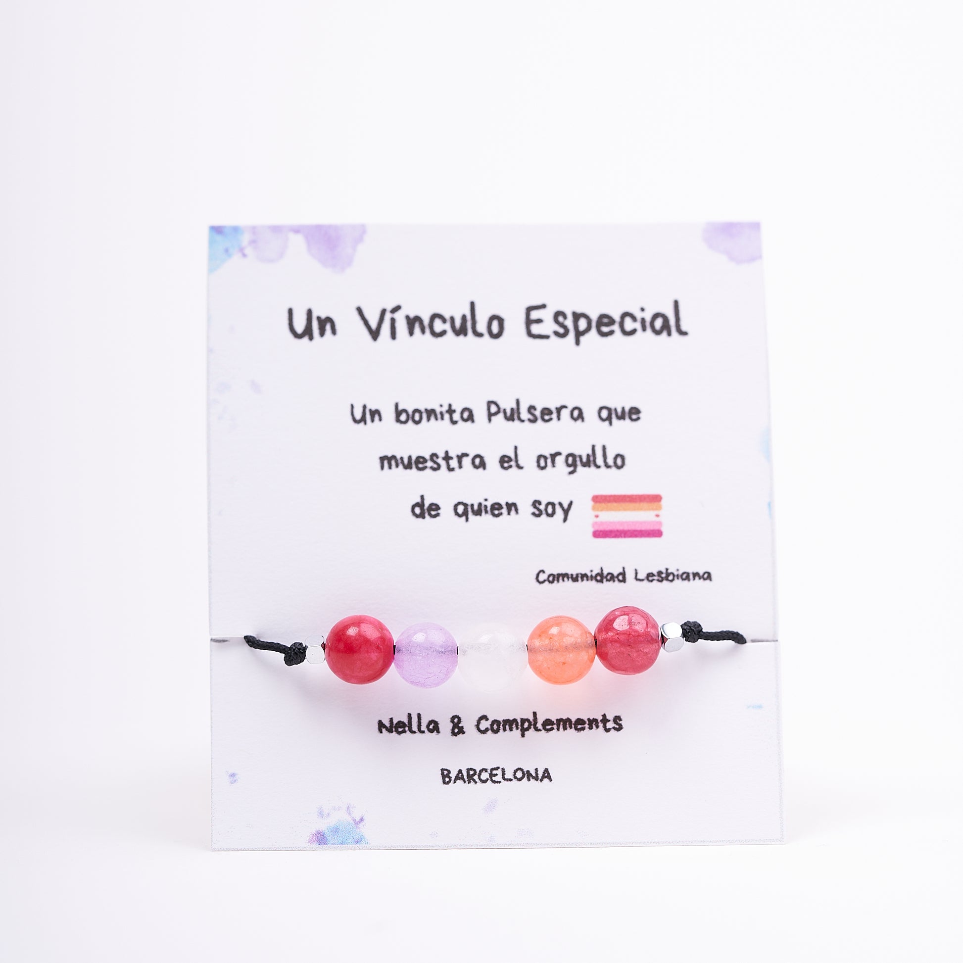 Pulsera de Orgullo Lesbico, agatas naturales - NellayComplements #