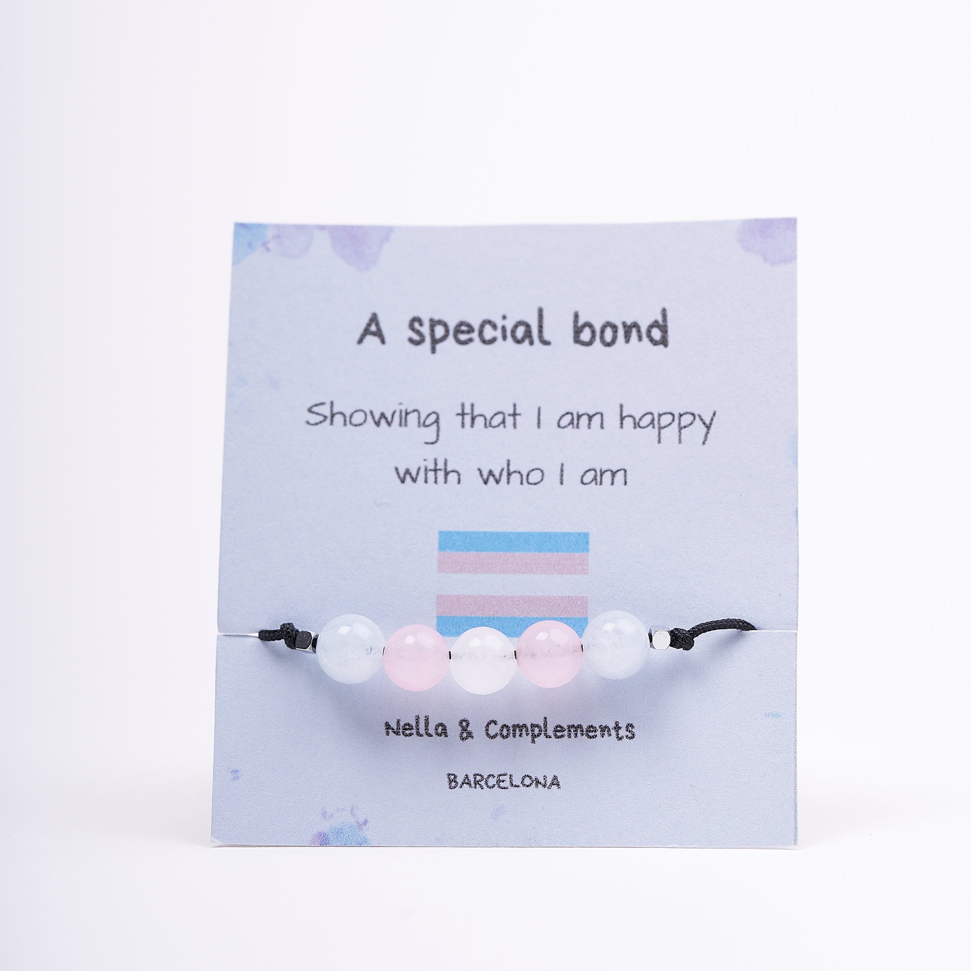 Pulsera de orgullo transgénero, Agata natural - NellayComplements #